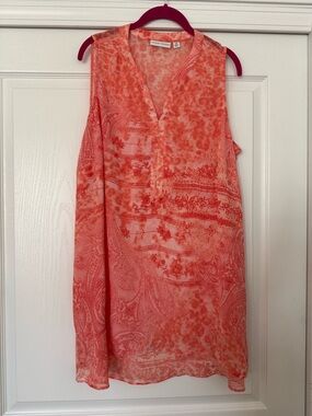 Susan Graver Coral Sleeveless Printed Tunic